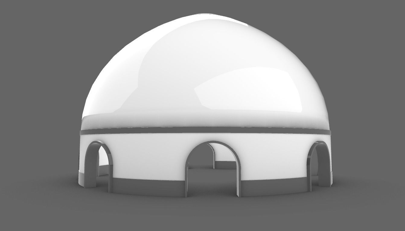 Dome Pavilion with Solid Dome with Top Opening v3 3D model_38