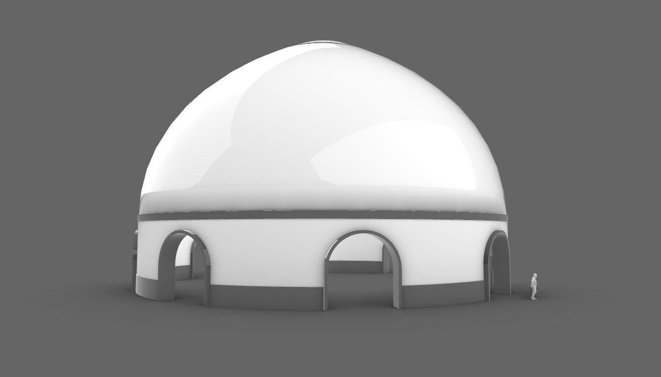 Dome Pavilion with Solid Dome with Top Opening v3 3D model_86