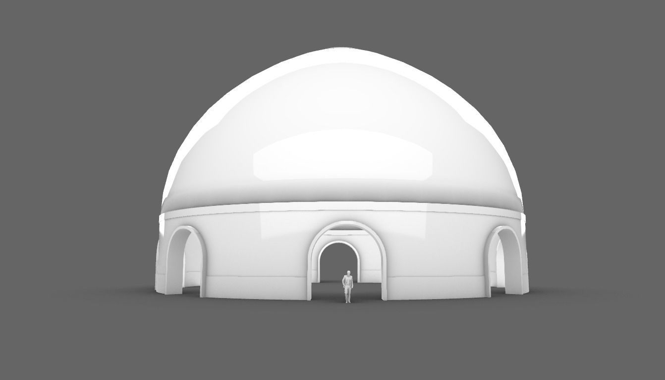 Dome Pavilion with Solid Dome with Top Opening v3 3D model_100