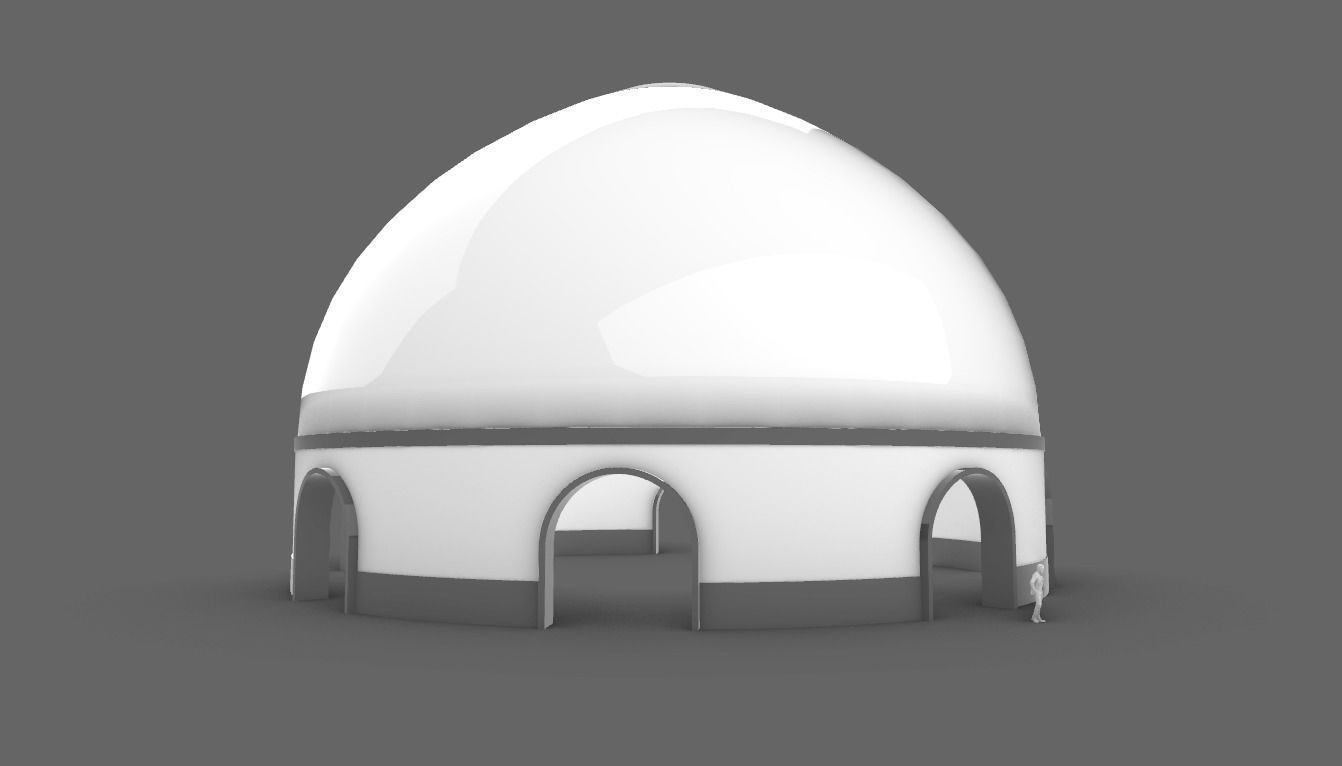 Dome Pavilion with Solid Dome with Top Opening v3 3D model_90