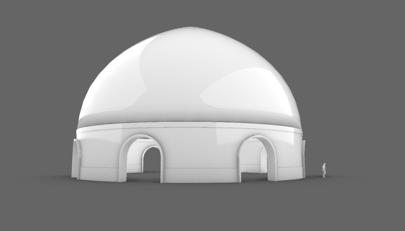 Dome Pavilion with Solid Dome with Top Opening v3 3D model_81