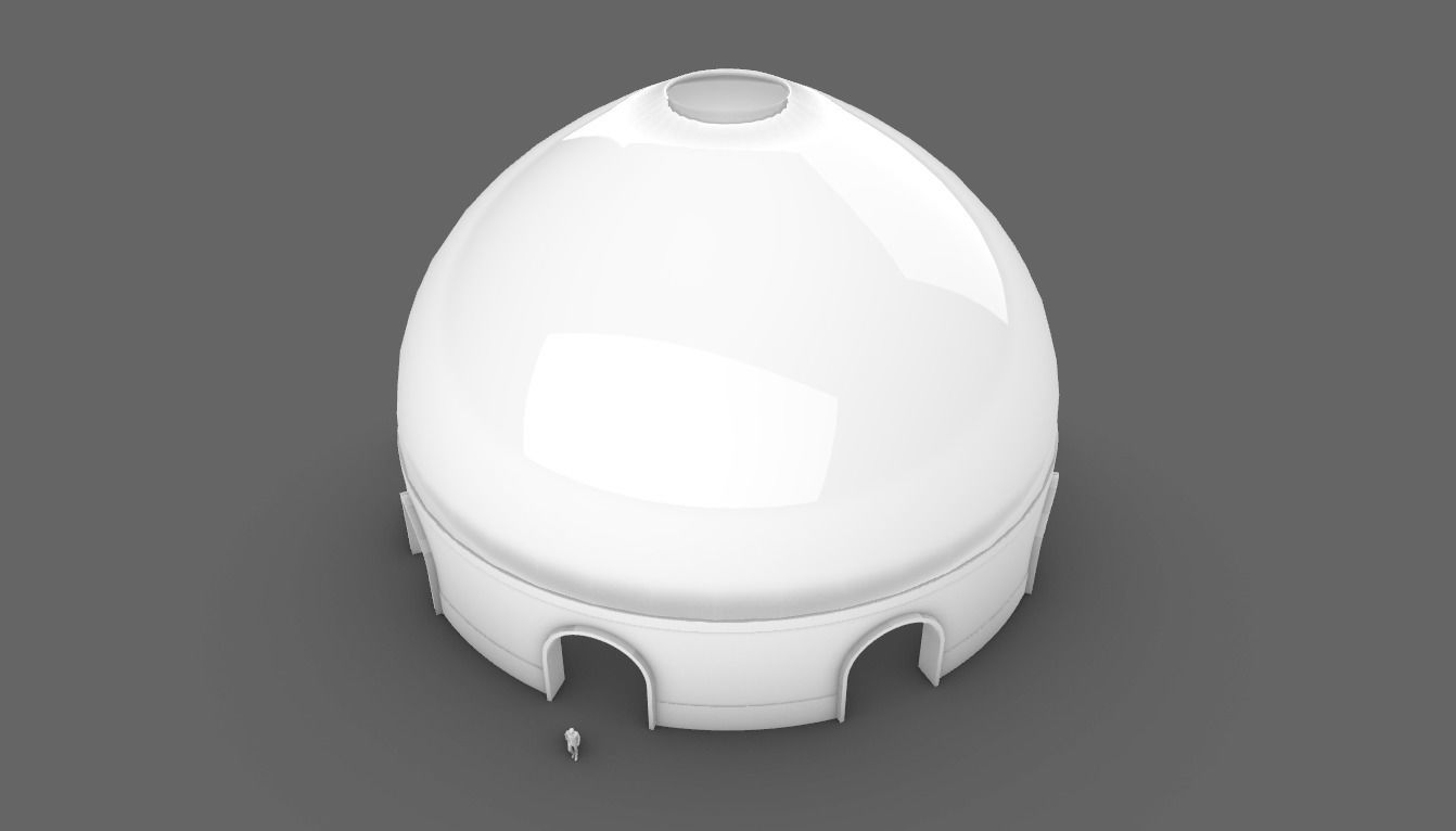 Dome Pavilion with Solid Dome with Top Opening v3 3D model_2