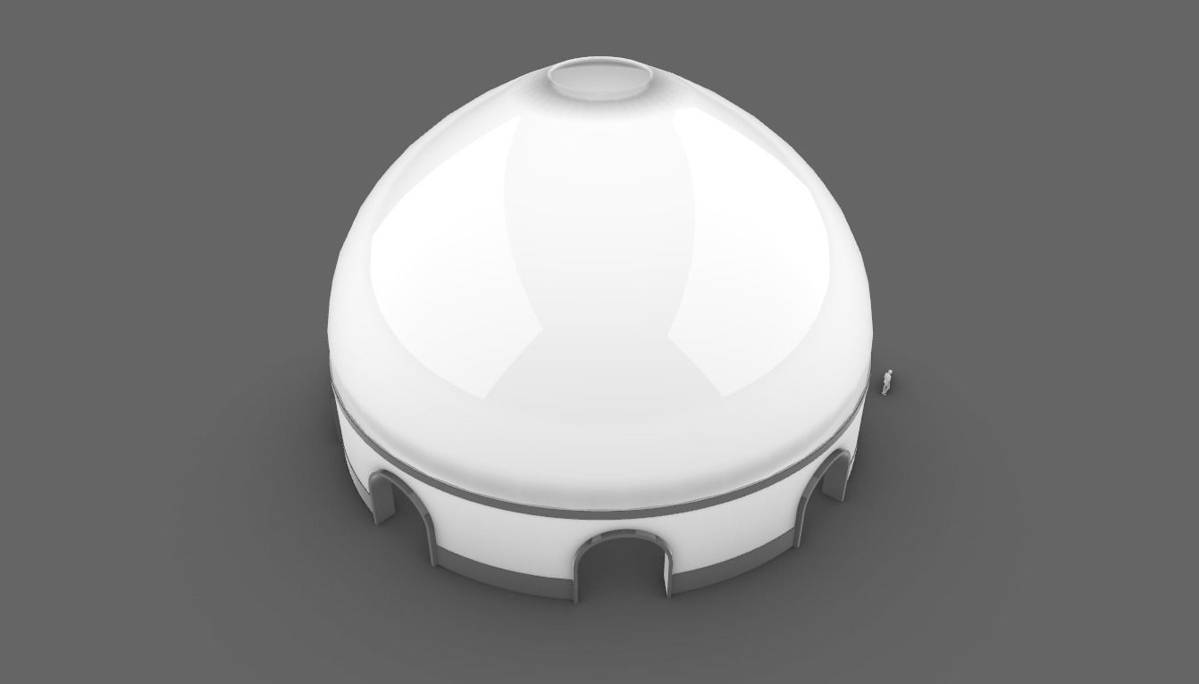 Dome Pavilion with Solid Dome with Top Opening v3 3D model_75