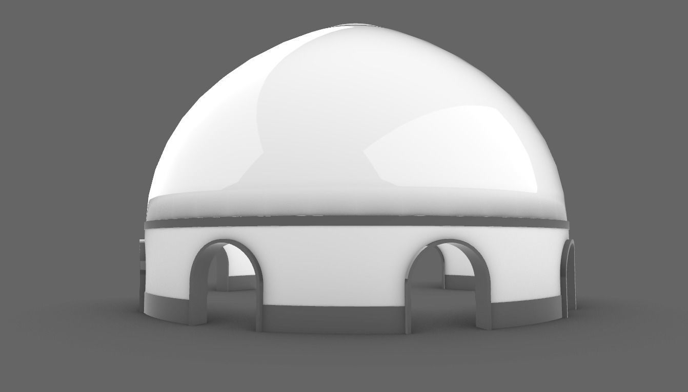 Dome Pavilion with Solid Dome with Top Opening v3 3D model_34