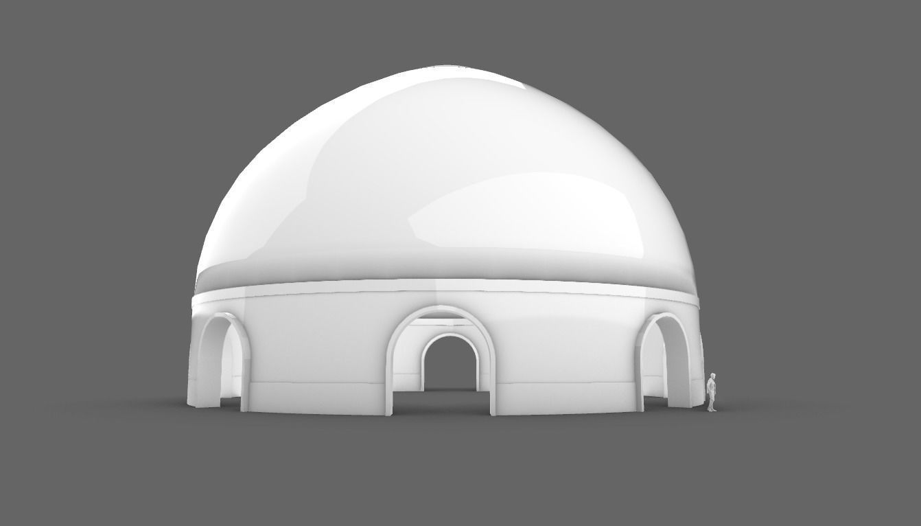 Dome Pavilion with Solid Dome with Top Opening v3 3D model_89