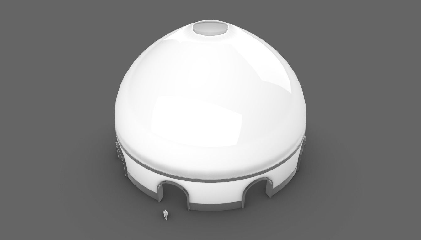 Dome Pavilion with Solid Dome with Top Opening v3 3D model_1