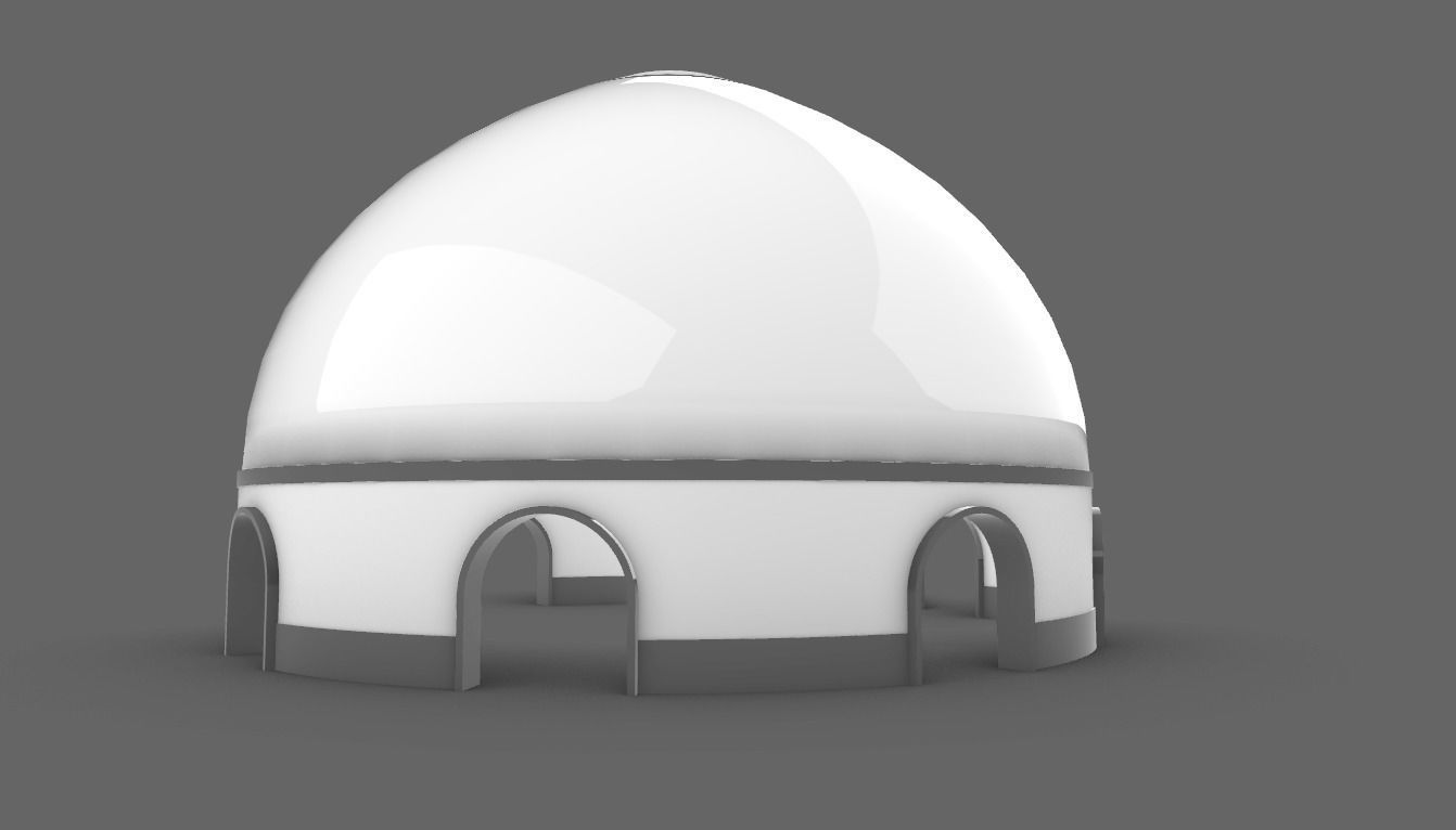 Dome Pavilion with Solid Dome with Top Opening v3 3D model_66
