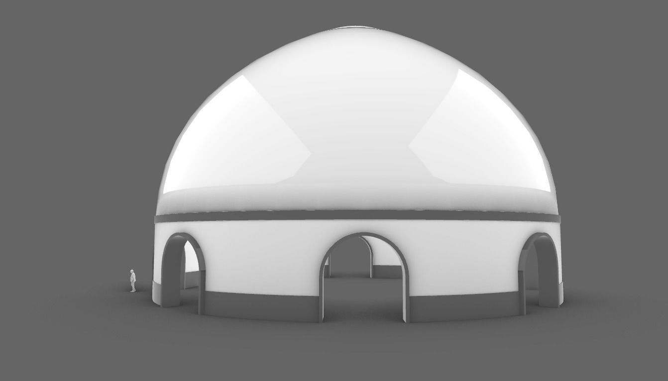 Dome Pavilion with Solid Dome with Top Opening v3 3D model_26