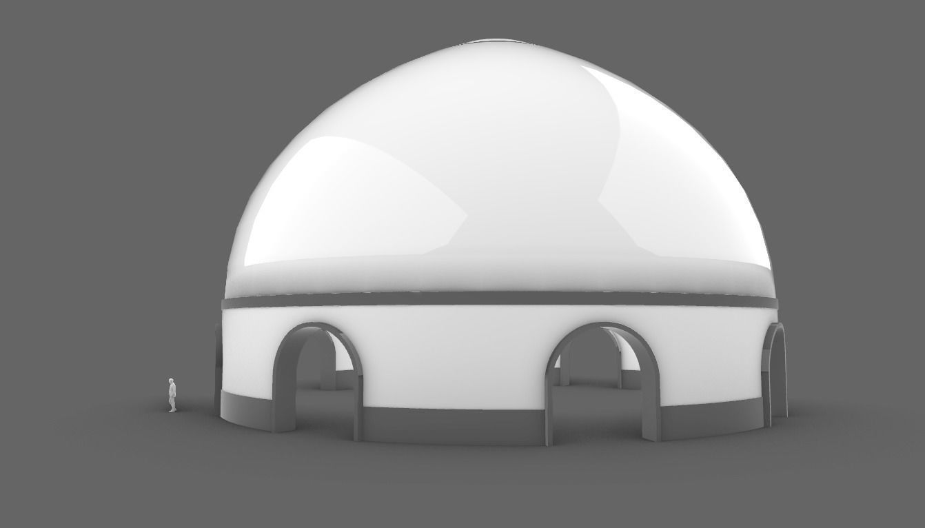 Dome Pavilion with Solid Dome with Top Opening v3 3D model_22