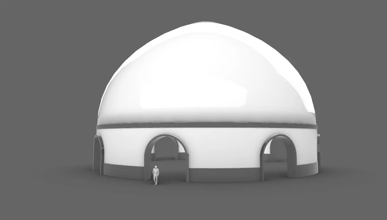 Dome Pavilion with Solid Dome with Top Opening v3 3D model_0