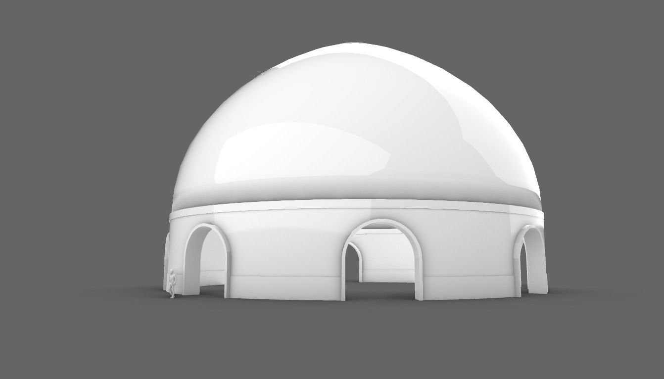 Dome Pavilion with Solid Dome with Top Opening v3 3D model_7
