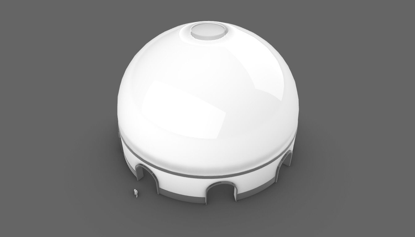 Dome Pavilion with Solid Dome with Top Opening v4 3D model_5