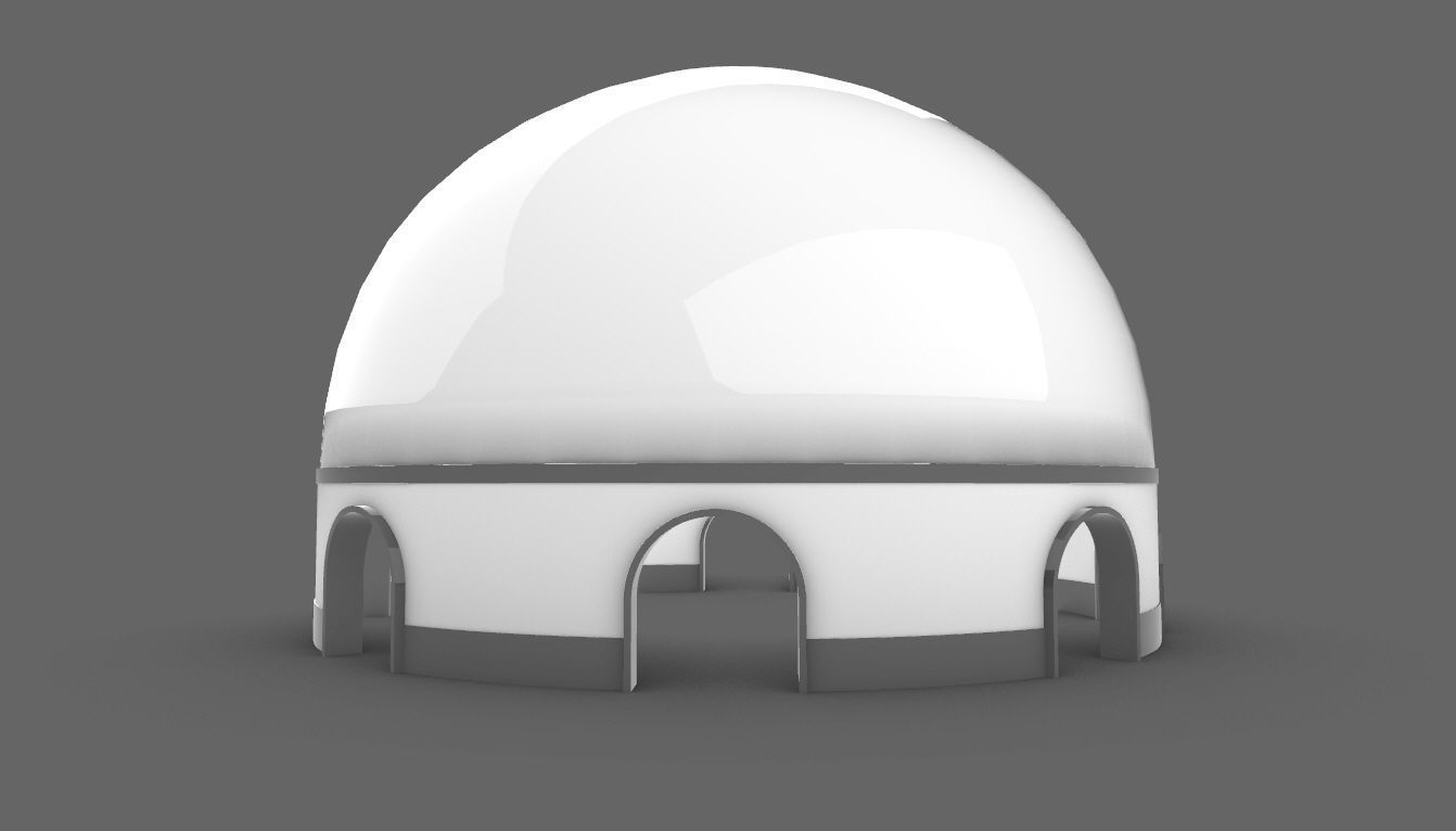 Dome Pavilion with Solid Dome with Top Opening v4 3D model_32
