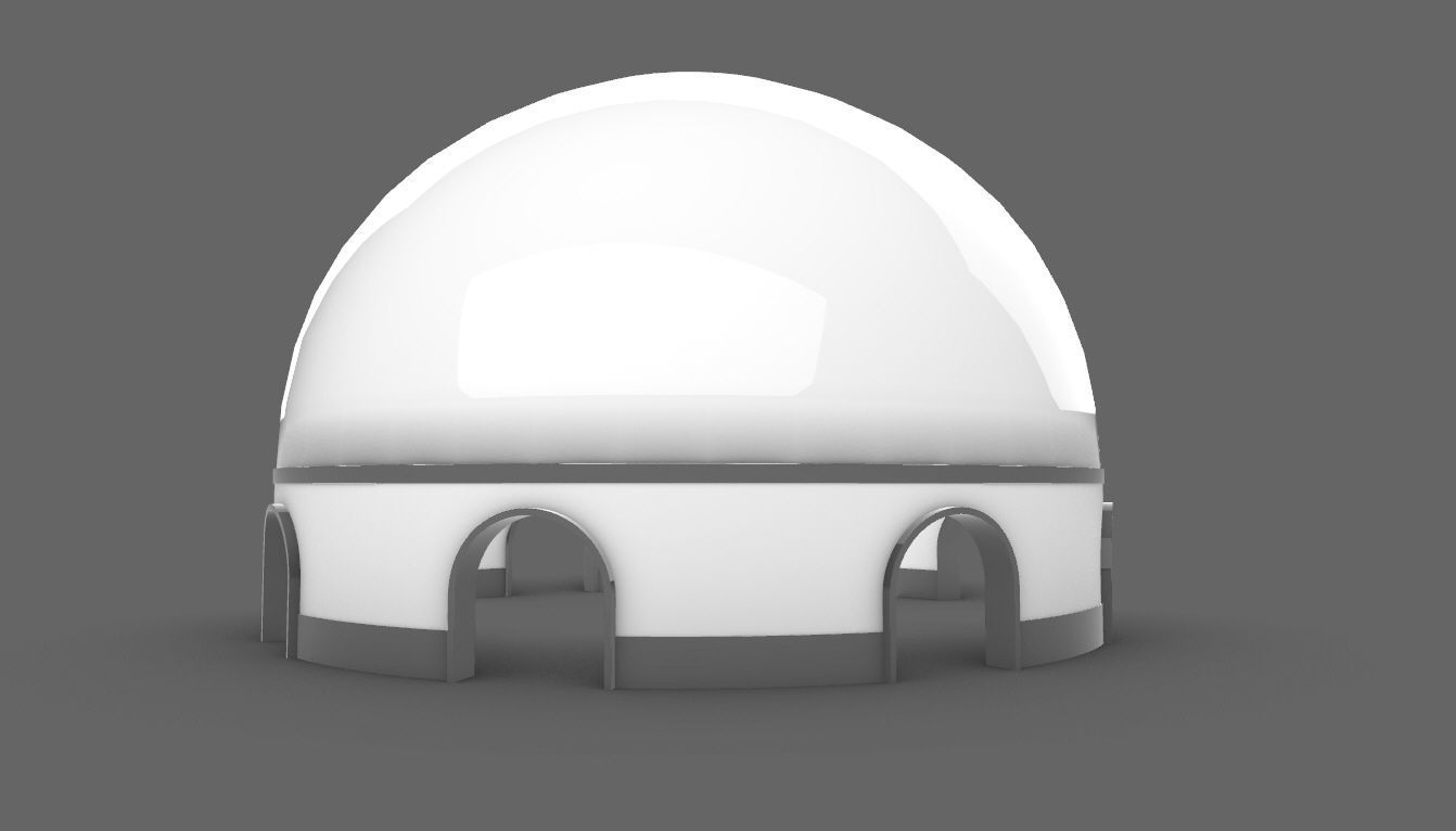 Dome Pavilion with Solid Dome with Top Opening v4 3D model_48