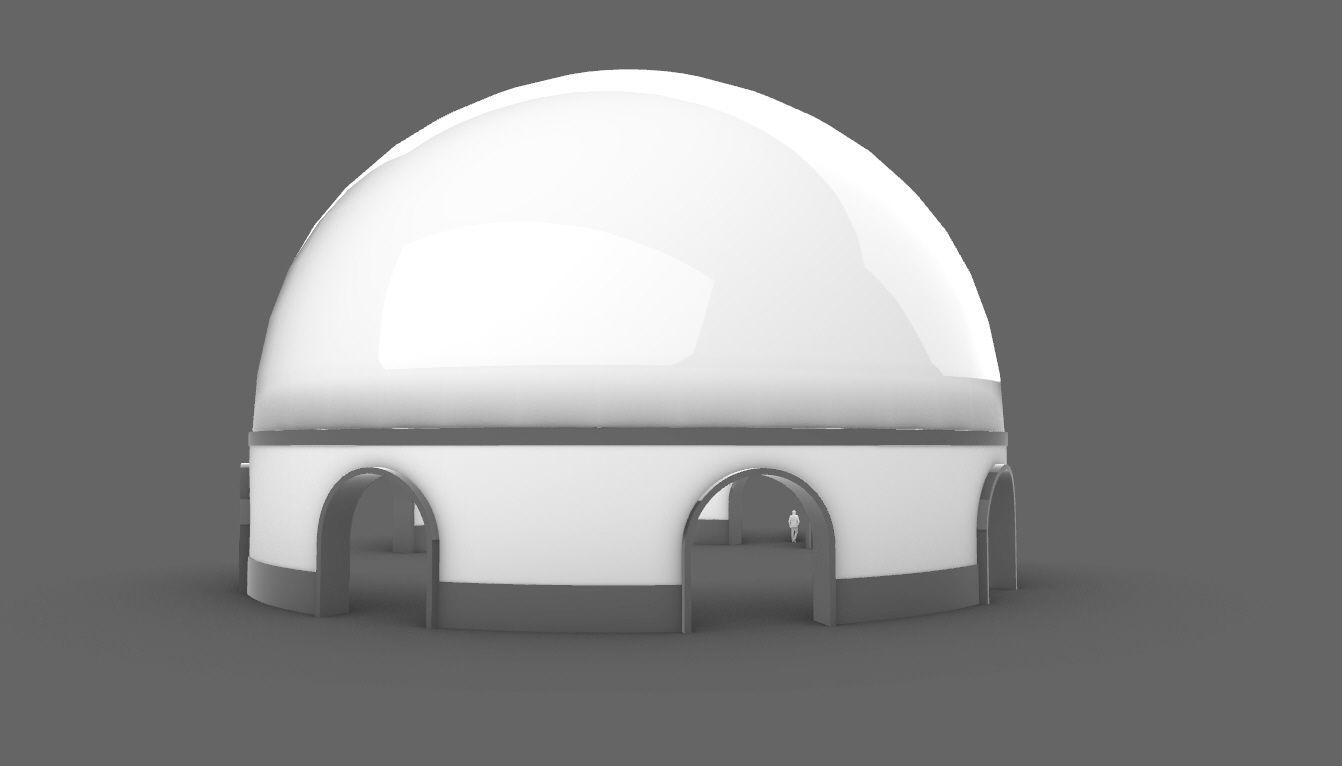 Dome Pavilion with Solid Dome with Top Opening v4 3D model_52