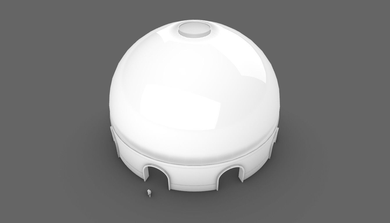 Dome Pavilion with Solid Dome with Top Opening v4 3D model_2