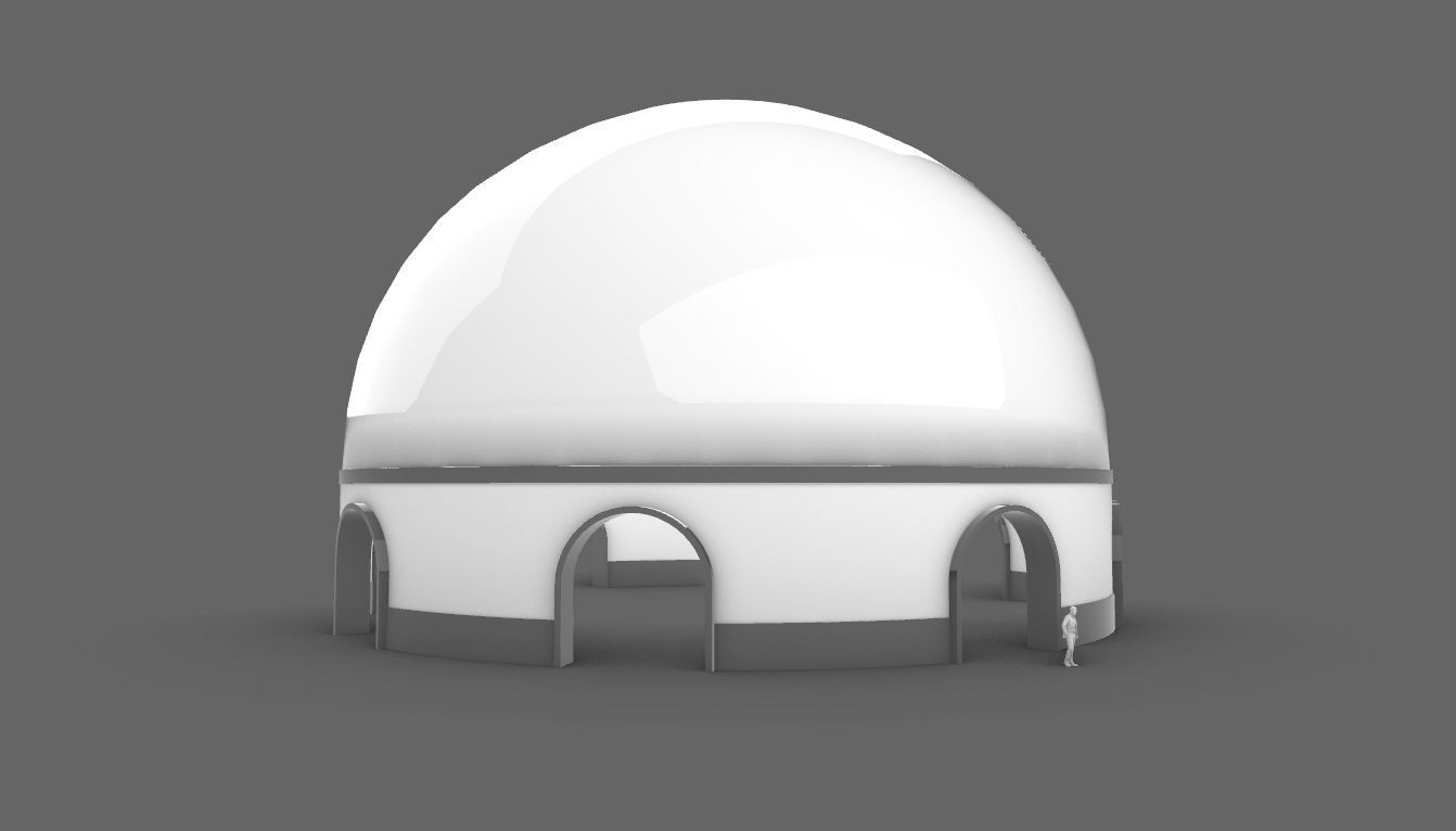 Dome Pavilion with Solid Dome with Top Opening v4 3D model_84