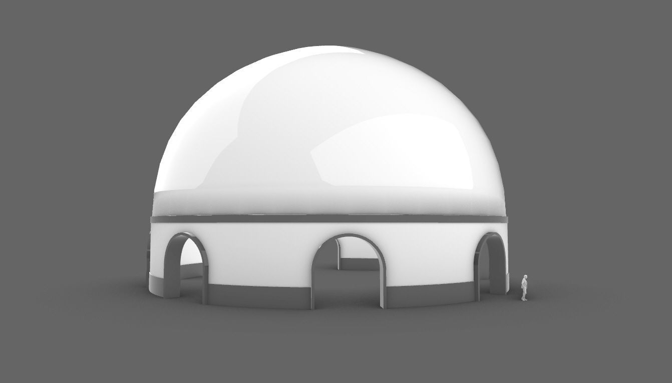 Dome Pavilion with Solid Dome with Top Opening v4 3D model_80