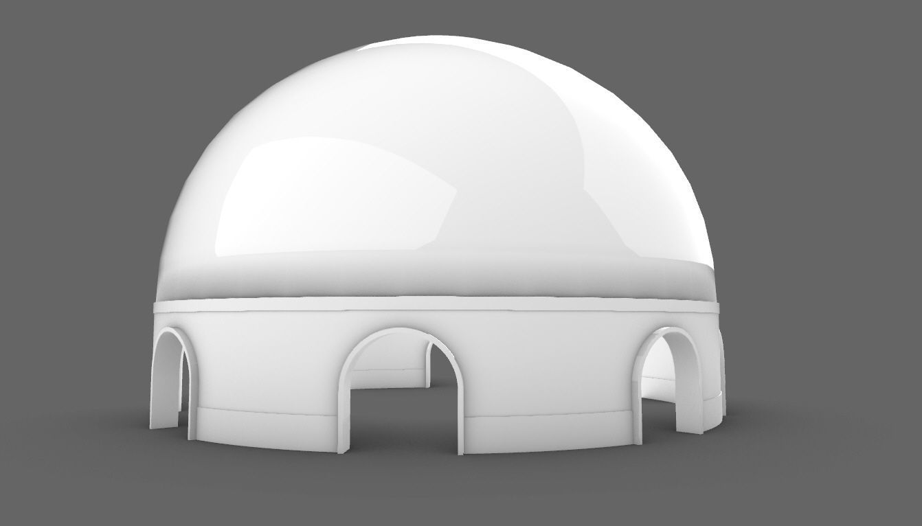Dome Pavilion with Solid Dome with Top Opening v4 3D model_59