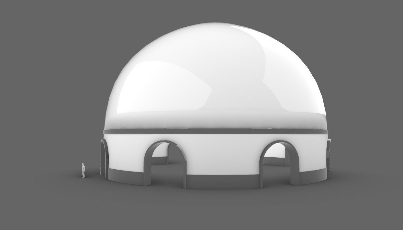 Dome Pavilion with Solid Dome with Top Opening v4 3D model_12