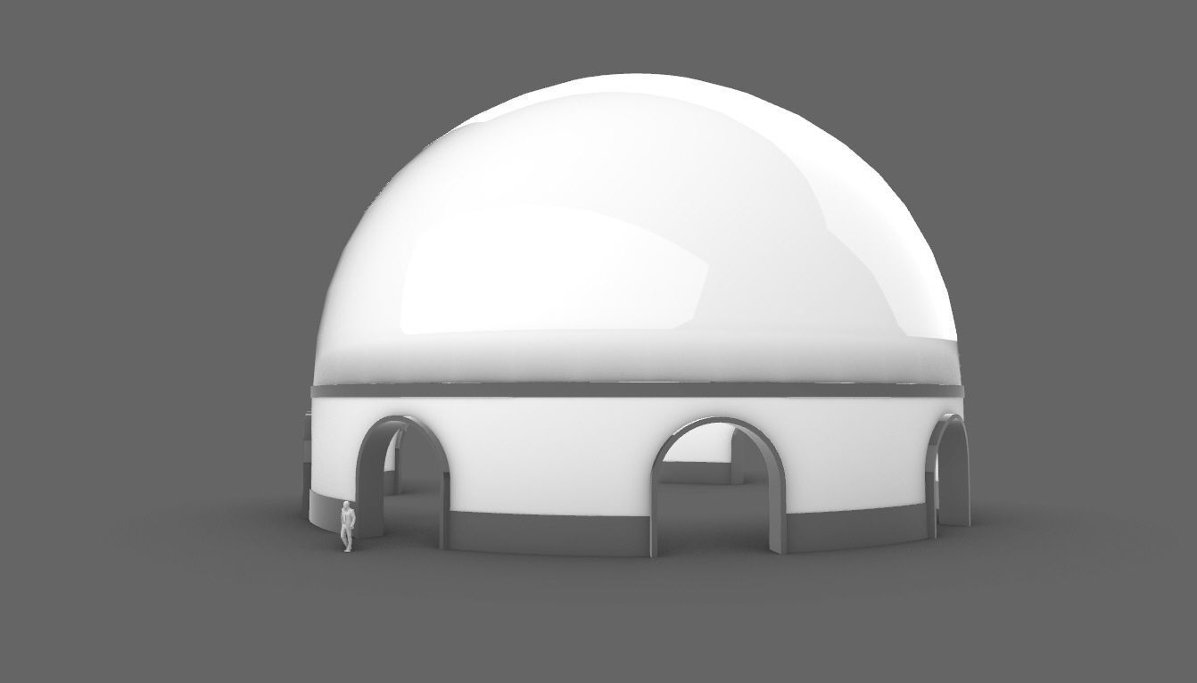 Dome Pavilion with Solid Dome with Top Opening v4 3D model_4
