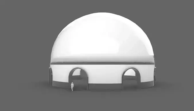 Dome Pavilion with Solid Dome with Top Opening v4