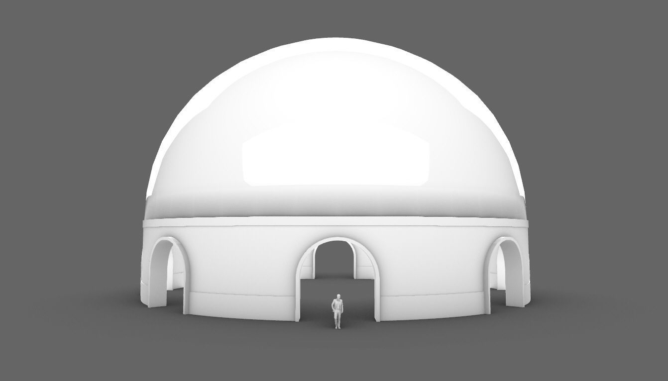 Dome Pavilion with Solid Dome with Top Opening v4 3D model_95