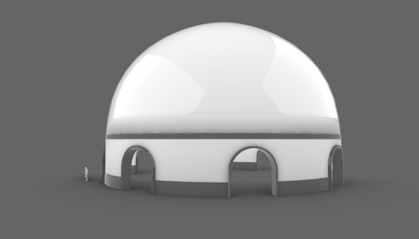 Dome Pavilion with Solid Dome with Top Opening v4 3D model_16