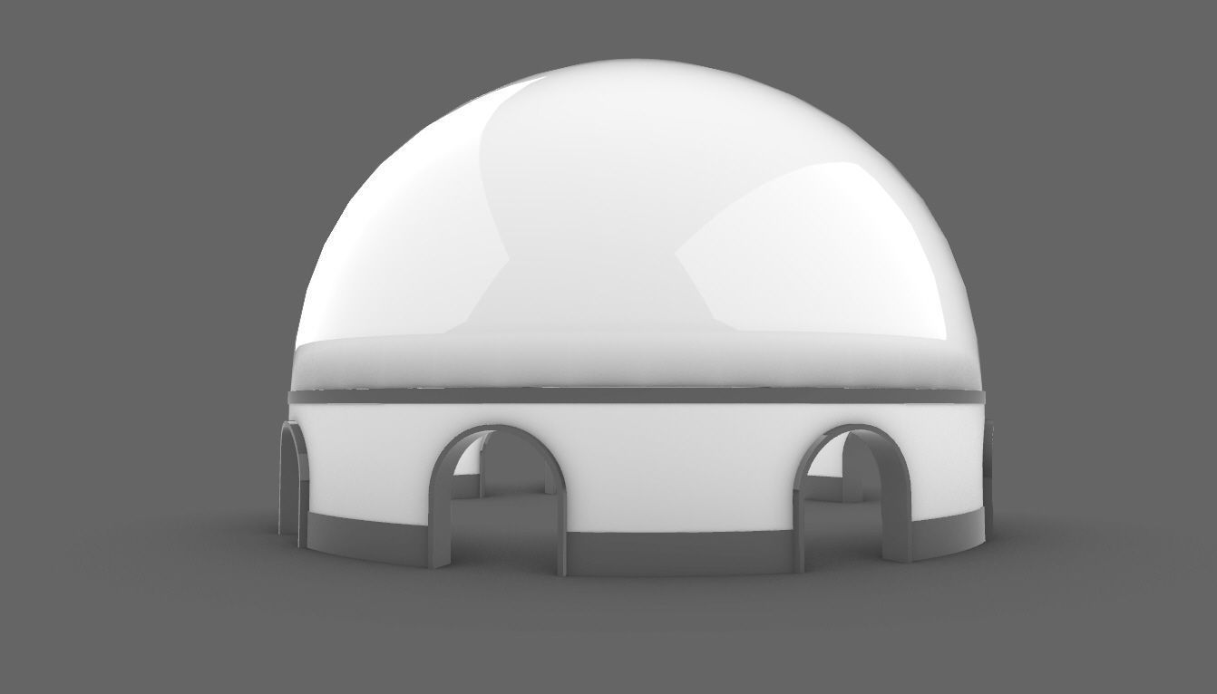 Dome Pavilion with Solid Dome with Top Opening v4 3D model_24
