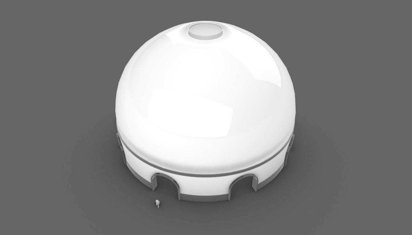 Dome Pavilion with Solid Dome with Top Opening v4 3D model_1