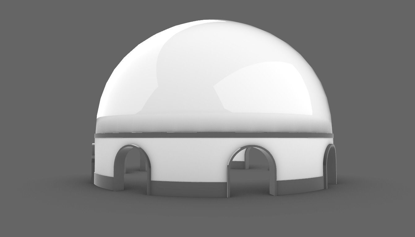 Dome Pavilion with Solid Dome with Top Opening v4 3D model_28