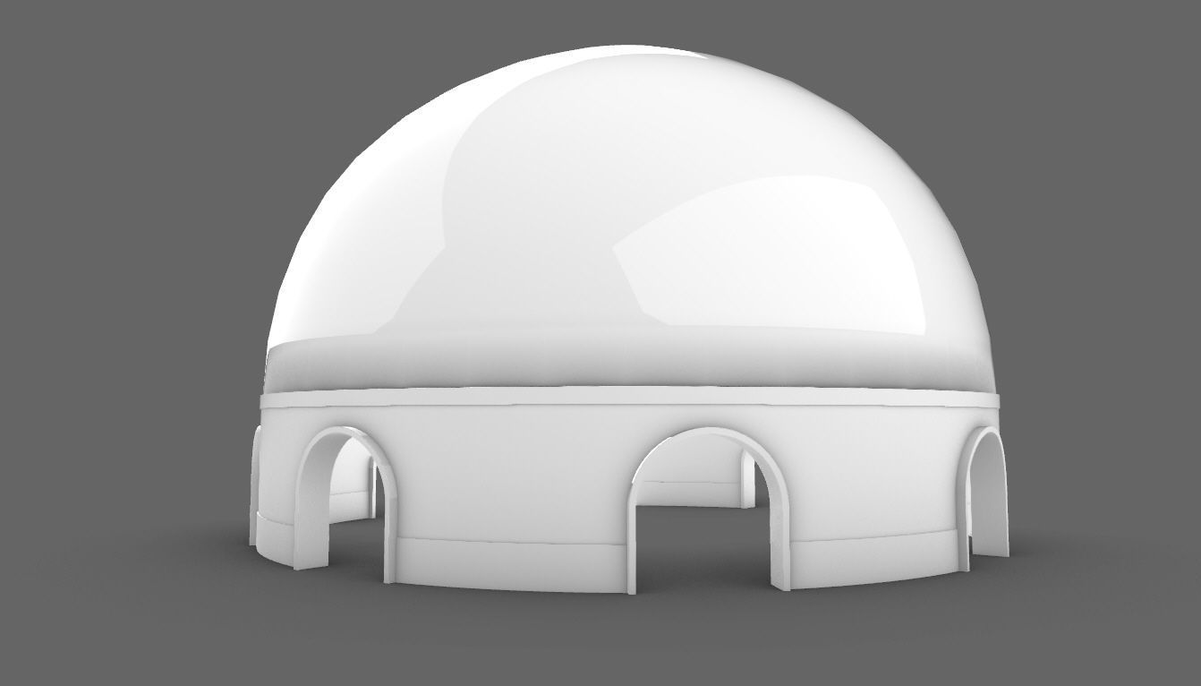 Dome Pavilion with Solid Dome with Top Opening v4 3D model_31