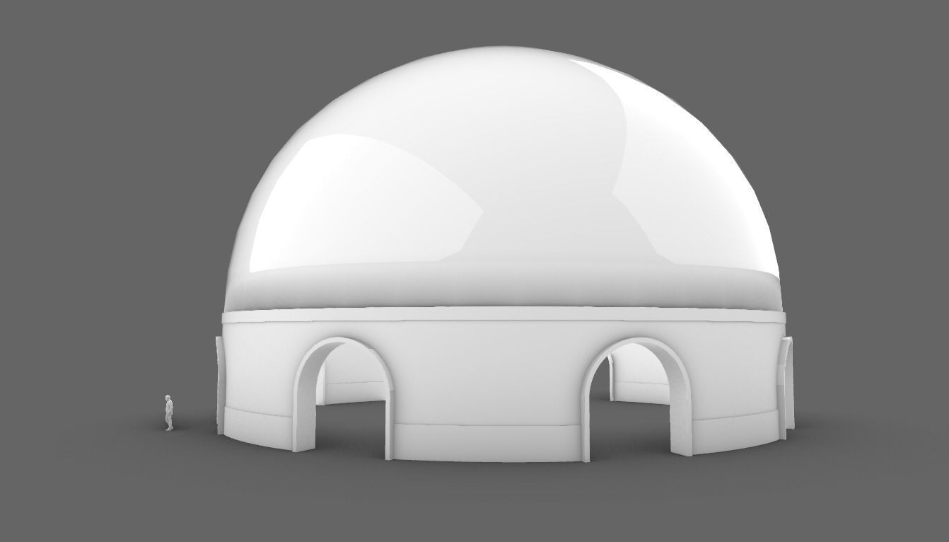 Dome Pavilion with Solid Dome with Top Opening v4 3D model_15
