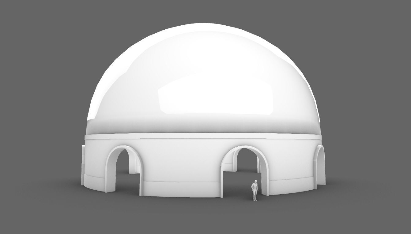Dome Pavilion with Solid Dome with Top Opening v4 3D model_91