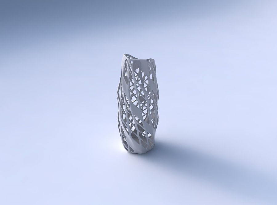Vase twisted arc hexagon with diagonal grid lattice 3 3D print model_3