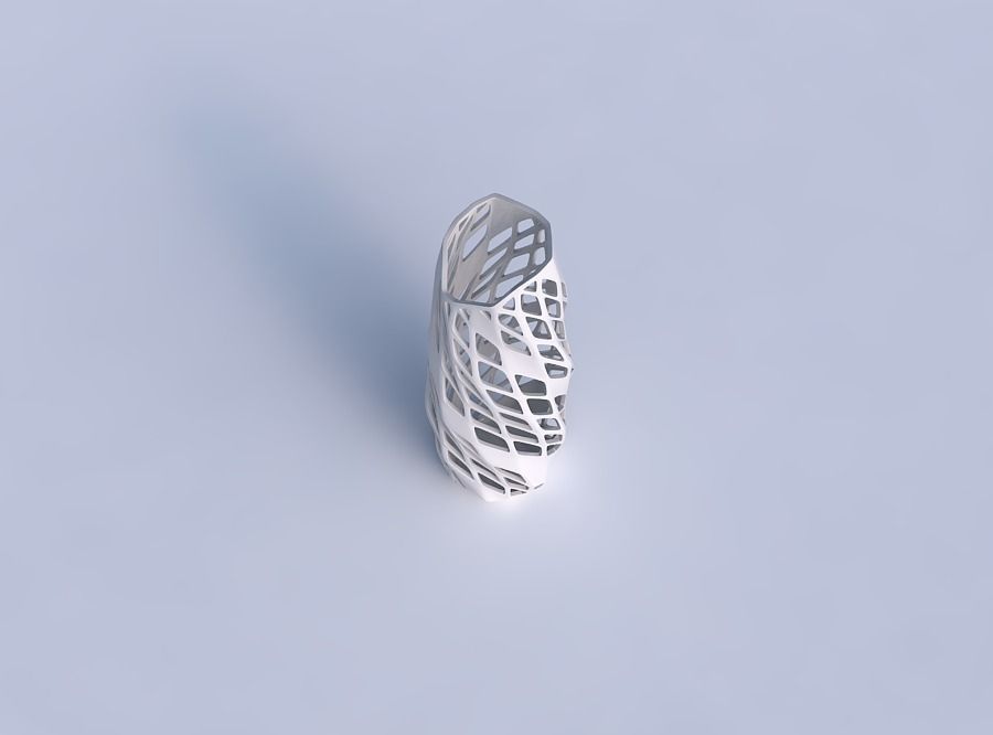 Vase twisted arc hexagon with diagonal grid lattice 3 3D print model_1