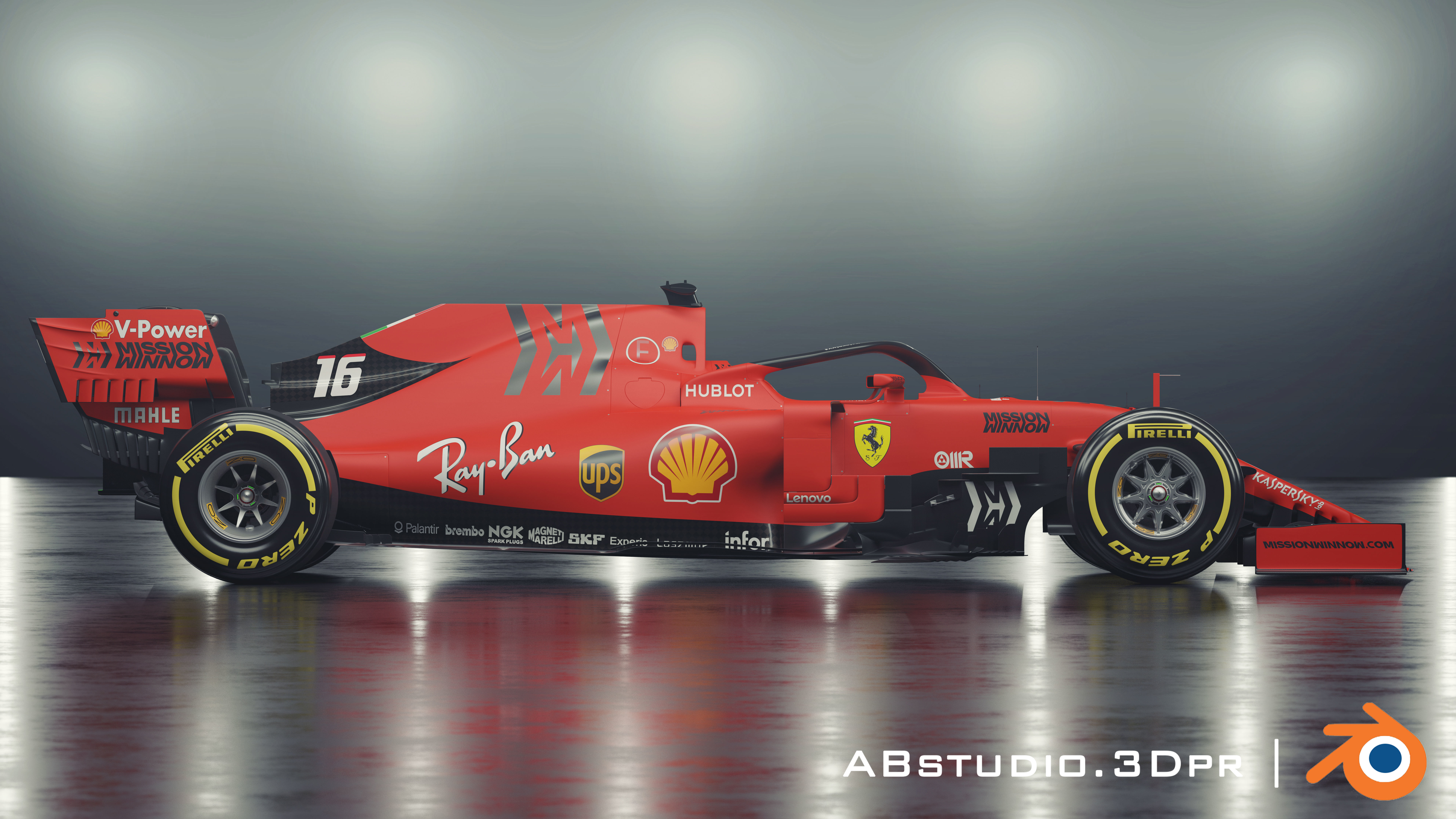 F1 Formula 1 car Ferrari Leclerc 3D model_4
