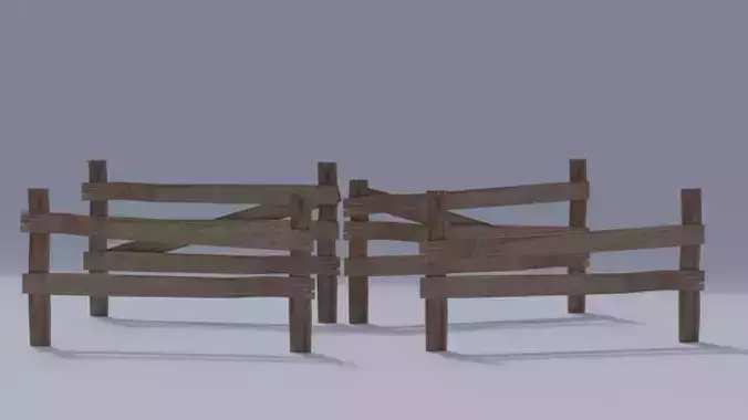 wood fence pack low poly PBR