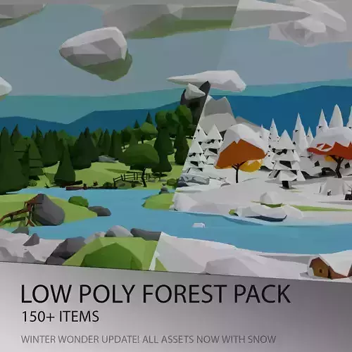 Low poly forest collection set of furniture Low-poly 3D model