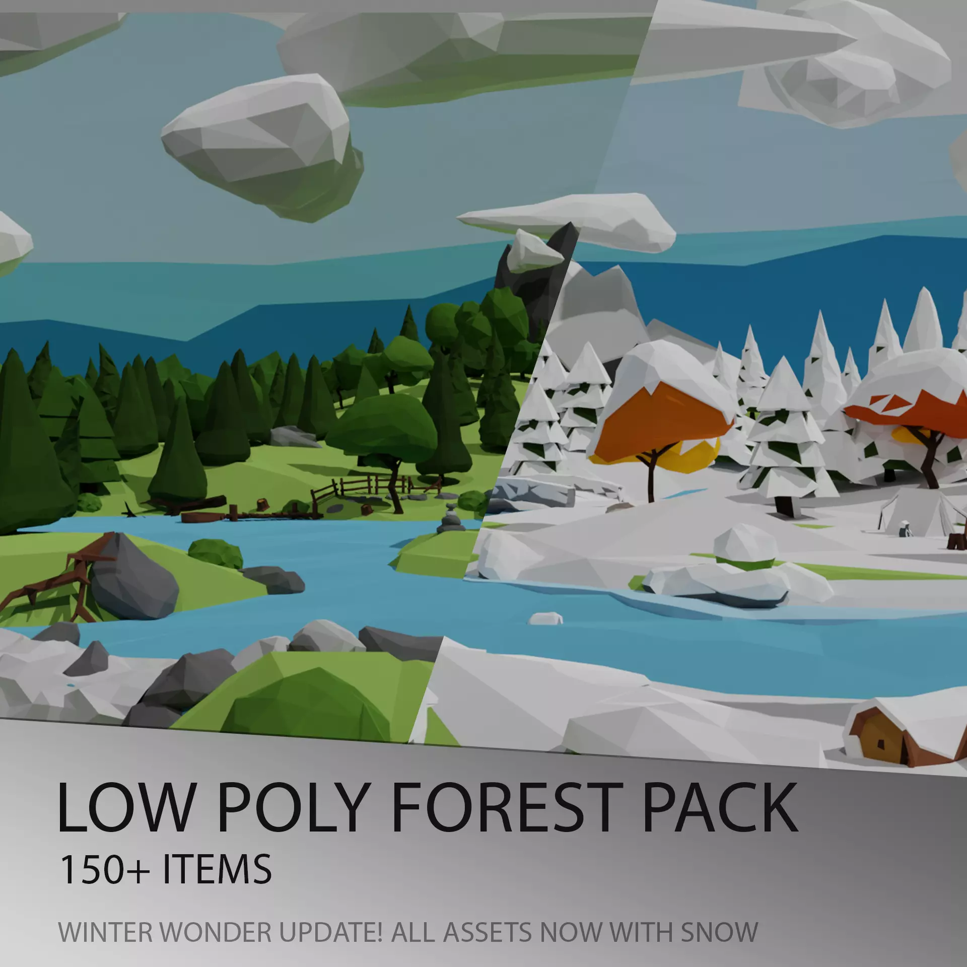 Low poly forest collection set of furniture Low-poly 3D model_0