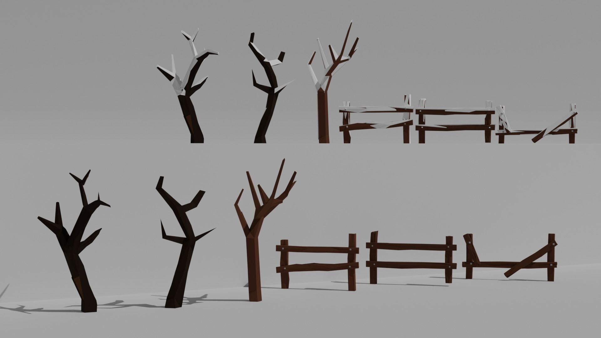 Low poly forest collection set of furniture Low-poly 3D model_13