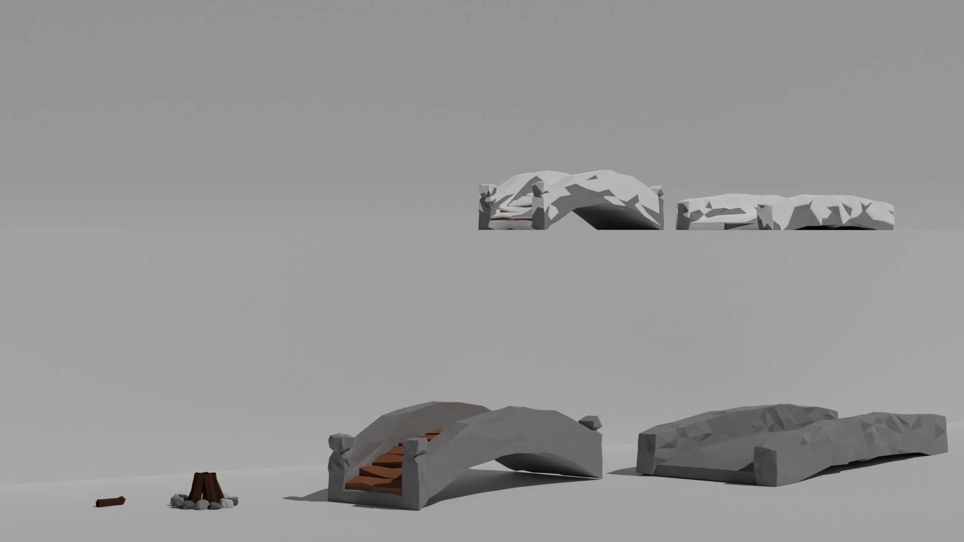 Low poly forest collection set of furniture Low-poly 3D model_14