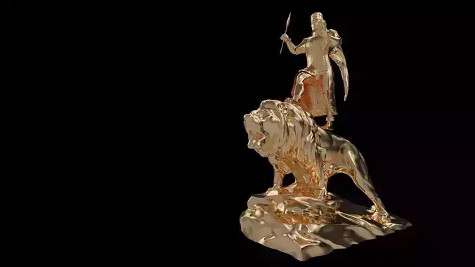 Haldi god golden statue 3d model