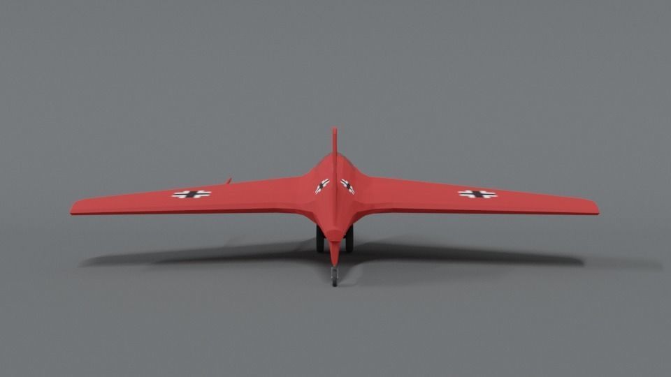 Low Poly Cartoon Messerschmitt Me 163 Komet Airplane Low-poly 3D model_3