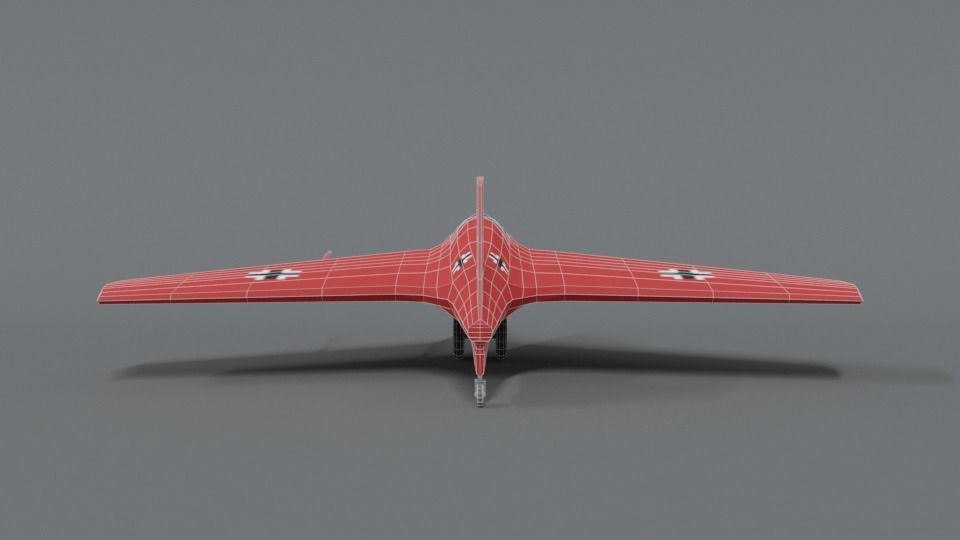 Low Poly Cartoon Messerschmitt Me 163 Komet Airplane Low-poly 3D model_13