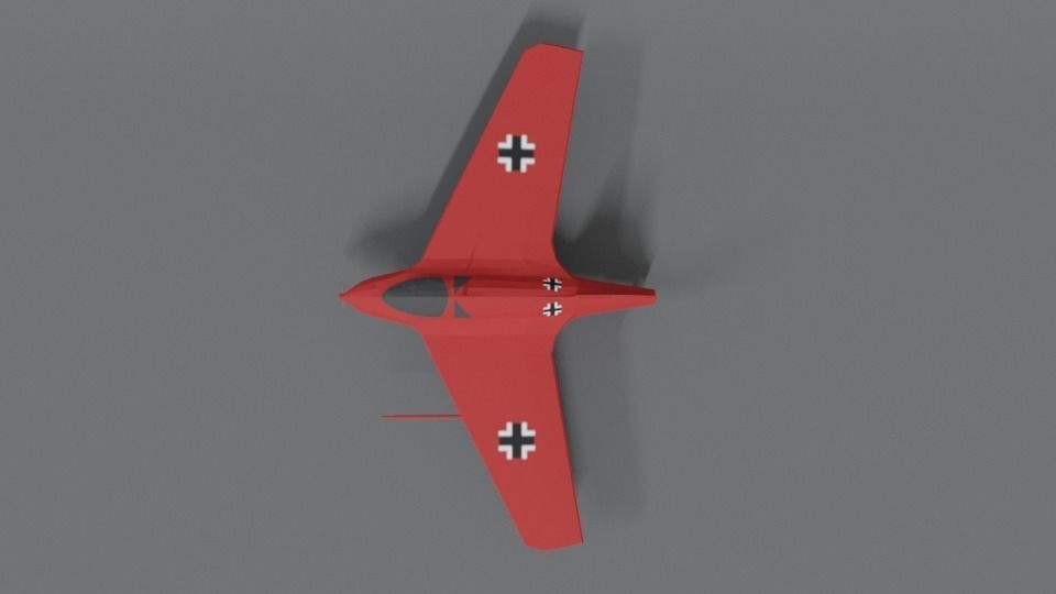 Low Poly Cartoon Messerschmitt Me 163 Komet Airplane Low-poly 3D model_8
