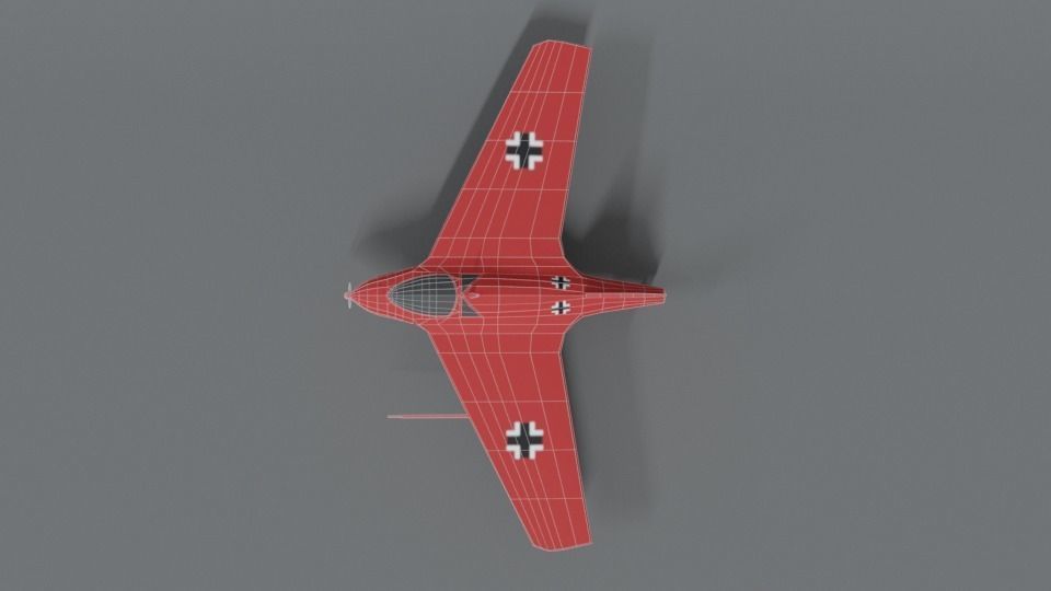 Low Poly Cartoon Messerschmitt Me 163 Komet Airplane Low-poly 3D model_18