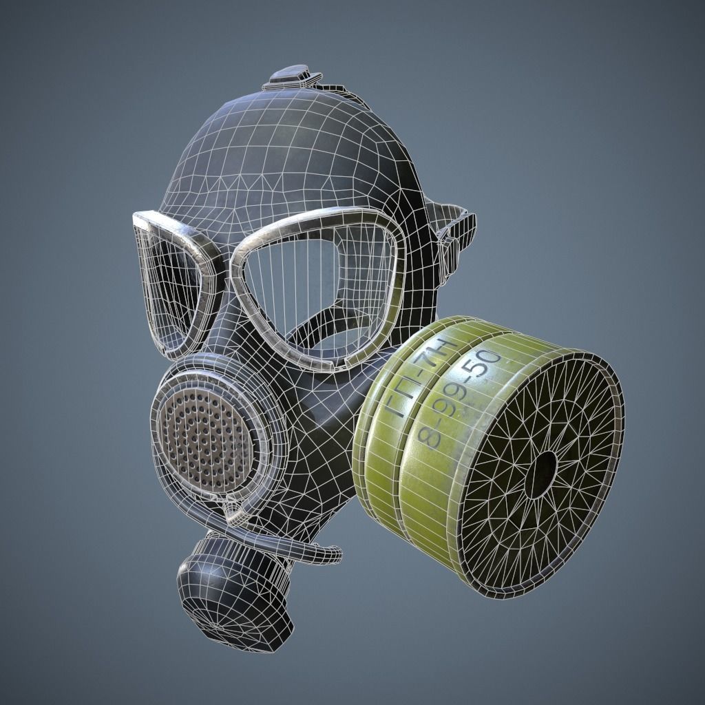 Gas Mask GP-7b Low-poly 3D model_2