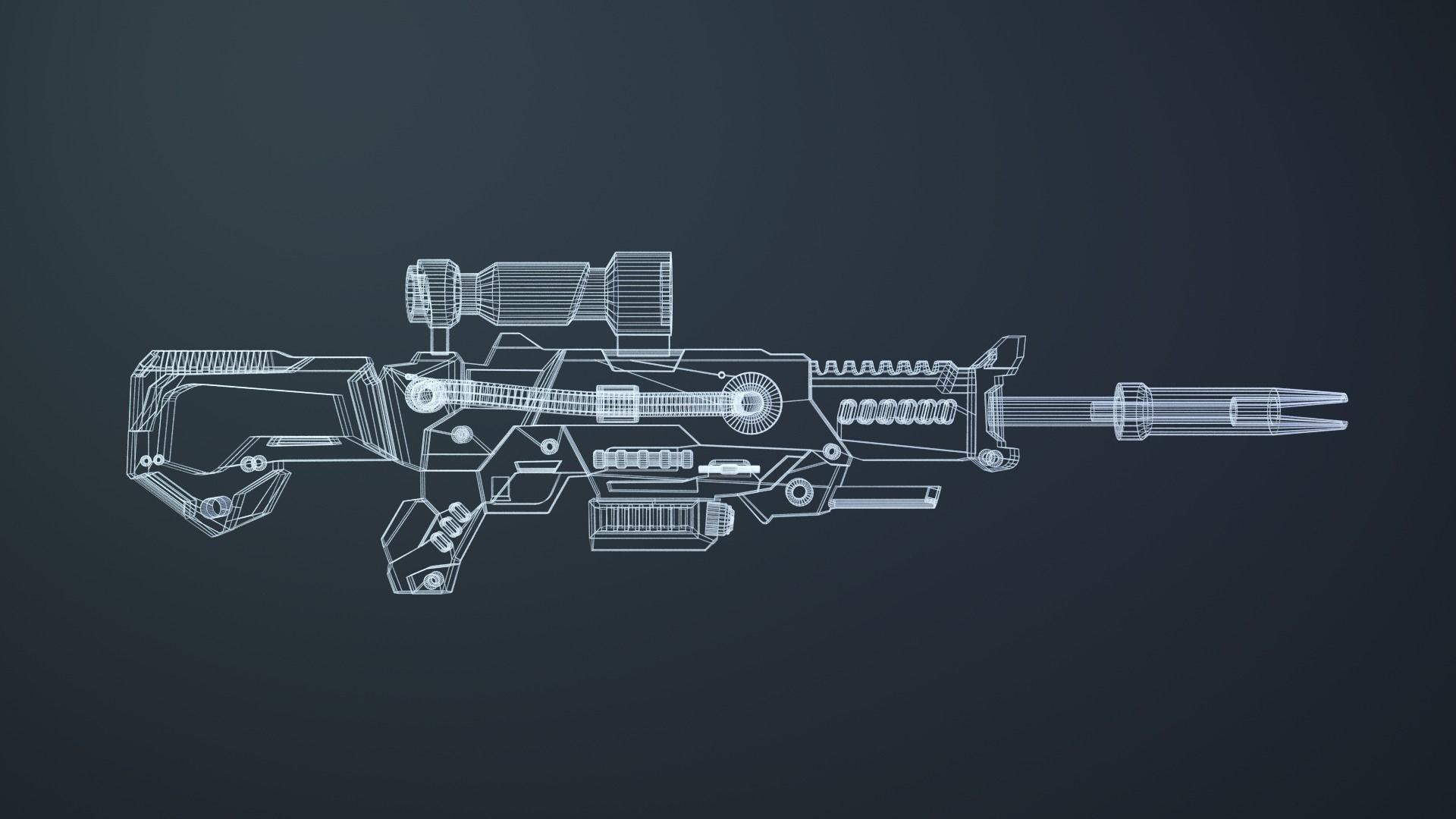 Scifi Rifle Game Ready Low-poly 3D model_2