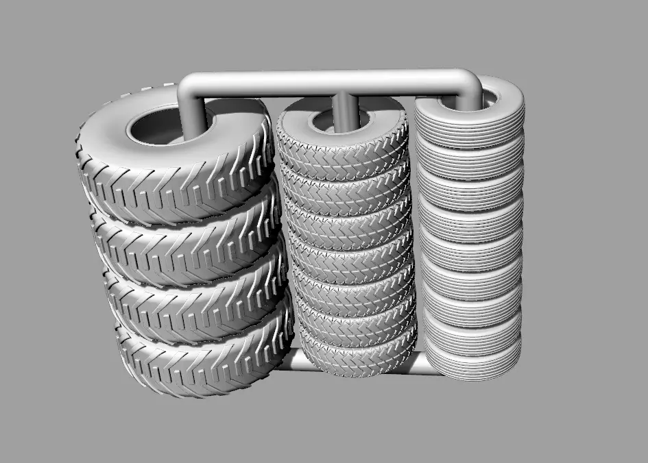 Tabletop gaming miniature Tyres Tires 32mm 3D print model_0